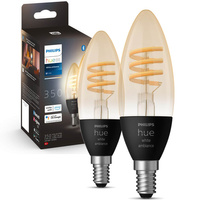 2PAK LED žárovka svíčka E14 B40 4,6W CCT PHILIPS HUE White & Ambiance Filament Bluetooth Zigbee