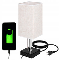 E27 Školní stolní lampa USB-A + USB-C Vypínač zapnutí/vypnutí Černý chrom Boro Masterled