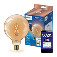 LED žárovka E27 G125 7W = 50W Filament Amber SMART WiFi Philips WiZ
