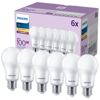 6x LED žárovky E27 A65 13W = 100W 1521lm 2700K teplá bílá 150° PHILIPS