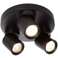 TIMO Stropní nástěnná lampa Nástěnná lampa Reflektor Pohyblivé halogenové svítidlo 3xGU10 černé kulaté LVT