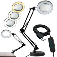 Stolní lampa LED 8W CCT Kreslící stolní lampa 3x zvětšovací sklo LUCA 2 Black LUMILED