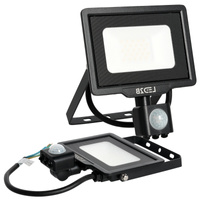 Venkovní LED reflektor Zahrada 20W 1600lm 6500K Studený 120° se senzorem pohybu a soumraku IP65 Černá MHC Kobi