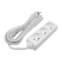 Síťová prodlužovací šňůra Zástrčka - 3x uzemněná zásuvka Napájecí pásek 3m 3x1,5mm 16A Bílá