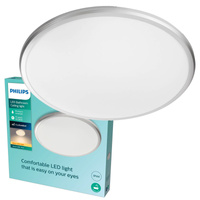Plafond LED stropní svítidlo SPRAY pro povrchovou montáž 17W 2700K 35cm IP44 Stříbrná kulatá PHILIPS