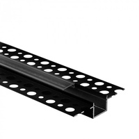 Hliníkový LED profil pro sádrokarton REGIPS Zapuštěný pod omítku Černý 2m s průhledným difuzorem pro LED pásky + krytky Ecolight řady GP