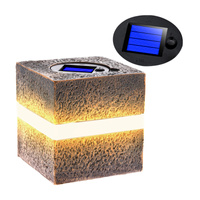 LED solární lampa Venkovní zahradní stojící kámen 3000K IP44 12cm soumrakový senzor