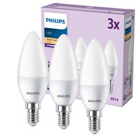 3x LED svíčková žárovka E14 B35 4,9W = 40W 470lm 2700K teplá bílá matná PHILIPS