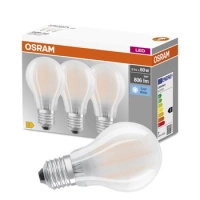 3x LED žárovka E27 A60 6.5W = 60W 806lm 4000K neutrální bílá 300° vlákno OSRAM BASE
