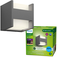 Zahradní nástěnná LED lampa ARBOUR 3,8W 2700K teplá bílá IP44 Up-Down Anthracite PHILIPS