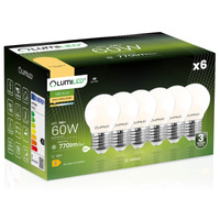 6x Žárovka LED P45, E27 7W = 60W 770lm 3000K Teplá bílá 360° Filament Mléčná LUMILED