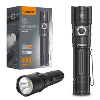 Taktická LED dobíjecí vodotěsná svítilna 20W 4000lm 6000K A406 velmi výkonná VIDEX