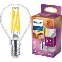 LED kulová žárovka E14 P45 3.4W = 40W 470lm 2700 Teplá bílá vlákno PHILIPS Stmívatelné
