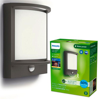 SAMONDRA 3,8W Senzor pohybu 2700K teplá IP44 Antracitová zahradní nástěnná lampa PHILIPS LED