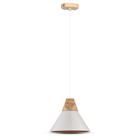 Závěsné svítidlo E27 Bílé stínidlo s dřevěným povrchem VT-7425 V-TAC