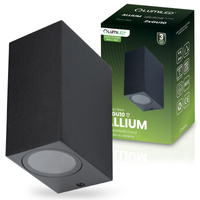 Zahradní nástěnná lampa 2x GU10, čtvercové Černá ALLIUM LUMILED