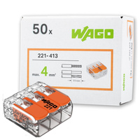 50x WAGO 221-413 Quick Connect Instalační konektor pro KABEL 3x0.2-4mm