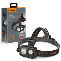 LED dobíjecí čelovka 10W 600lm 8 režimů USB-C Vodotěsné IP55 Videx