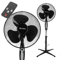 Podlahový ventilátor Stojící větrný mlýn 45W 43cm černý + dálkové ovládání