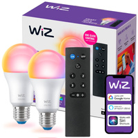 2x LED žárovka E27 A60 8,5W = 60W 806lm 2200-6500K RGB + TW Smart SMART WiFi Bluetooth aplikace WiZ + dálkové ovládání ovladače