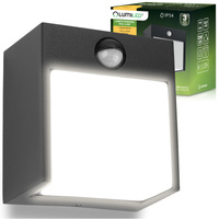 Zahradní nástěnná lampa LED Venkovní nástěnná lampa PIR IP54 12W 3000K RUBUS LUMILED