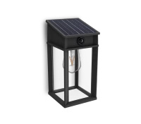 Zahradní nástěnná lampa Solární venkovní fasádní lampa LED 3,2 W 470 lm 2700 K IP44 se senzorem pohybu a soumraku černá Geri Ultra Efficient Philips