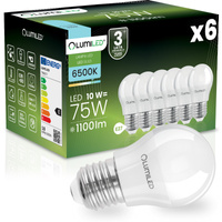 6x LED žárovka E27 kapka P45 10W = 75W 1100lm 6500K studená bílá 180° LUMILED