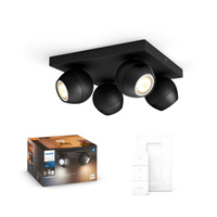 LED bodové stropní světlo Buckram Black 4x 5W CCT PHILIPS HUE Bluetooth + stmívač