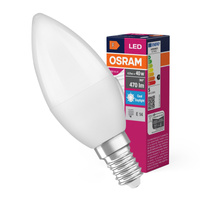 LED žárovka B37 svíčka E14 4,9W = 40W 470lm 6500K studená bílá 180° VALUE CLASSIC Osram