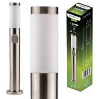 Venkovní zahradní lampa E27, LED se zásuvkou sloupek 230V 65cm inox LILIUM LUMILED