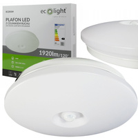 Stropní světlo Plafond LED 24W 1920lm 4000K neutrální IP44 s pohybovým a soumrakovým senzorem Ecolight