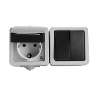 Lustrová spínací zásuvka ochrana 10A uzemnění IP54 obdélníková šedá TEKNO Kanlux