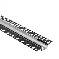 Hliníkový LED profil pro sádrokarton REGIPS široký pod omítku černý 2m s průhledným difuzorem pro LED pásky + krytky Ecolight řady GPS