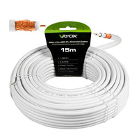 Anténní koaxiální kabel měděný gelový CU pozemní 4K Full HD bílý 15M VAYOX