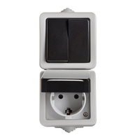 Lustrová spínací zásuvka ochrana 10A uzemnění IP54 obdélníková šedá TEKNO Kanlux