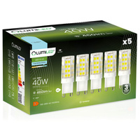 5x Žárovka LED G9, 5W = 40W 460lm 6000K 360° Studená bílá LUMILED