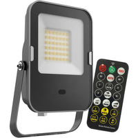 LED reflektor 30W 2400lm 6500K IP65 černý s pohybovým a soumrakovým senzorem + dálkové ovládání KOBI MHNC