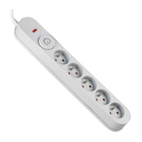 Prodlužovací kabel s přepěťovou ochranou 1,5M 5GN Síťová šedá Napájecí lišta + vypínač