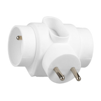 Rozdělovač elektrické sítě 1x Euro 2P + 2x 2P+0 Zloděj 3 zásuvky s uzemněním VAYOX