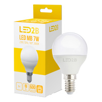 LED žárovka E14 Ball 7W 600lm 3000K Warm 180° LED2B Kobi