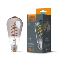 LED žárovka E27 ST64 Edison 4W 100lm 1800K Warm 360° FILAMENT Smoke Dimmable Videx