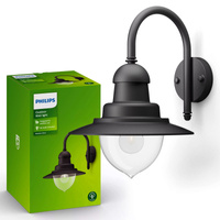 Zahradní lampa LED nástěnná lampa RAINDROP myGarden E27 IP44 Downward Lantern Černá PHILIPS