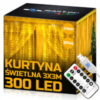 LED závěs USB 5V 300xLED s dálkovým ovládáním 2700K LVT