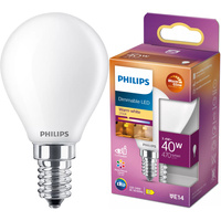LED kulová žárovka E14 P45 3.4W = 40W 470lm 2700 Teplá bílá vlákno Mléčné PHILIPS Stmívatelné