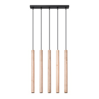 PASTELO 5L 5xG9 Dřevěné moderní stropní závěsné svítidlo SOLLUX