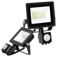 Venkovní LED reflektor Zahrada 20W 1620lm 6500K Cold 120° se senzorem pohybu IP44 IK05 Black MHC Kobi