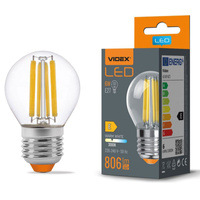 LED žárovka E27 G45 kapka 6W = 60W 806lm 3000K teplá bílá 360° FILAMENT Videx