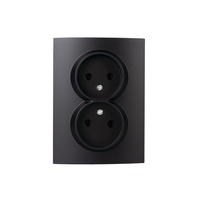 Síťová zásuvka dvojitá 16A s uzemněním obdélníková černá LOGI Kanlux