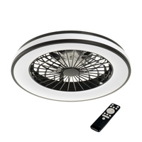 LED průmyslové svítidlo s ventilátorem + dálkové ovládání 48W 2110lm RGB CCT 150° Povrchová montáž černá PLAVE KANLUX