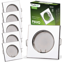 6x PAVO Chromovaný plech MR16 GU10 LUMILED čtvercové halogenové svítidlo k zapuštění do zdi